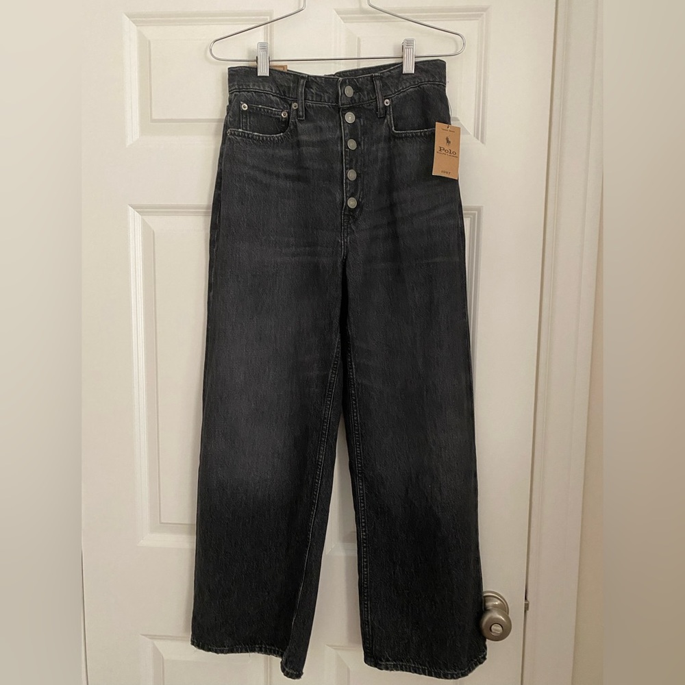 Polo by Ralph Lauren, Black Wide Leg Cropped Jeans, Size 28